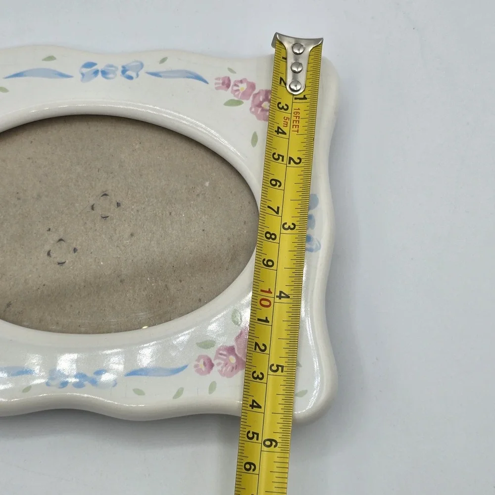 Ceramic Photo Frame Pink‎ Tea Roses Simple Oval Display Cottagecore Vtg Granny